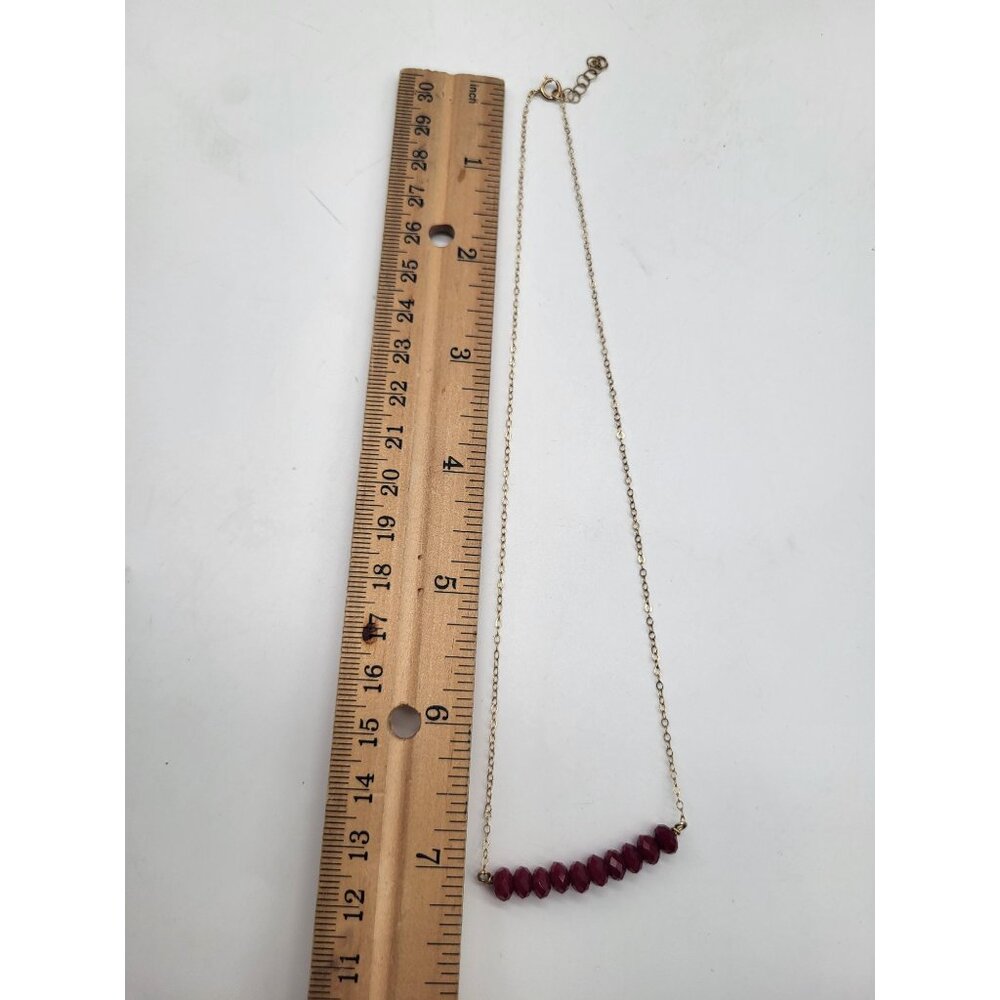 1/20th 14KT Gold Filled Chain Bar Necklace Red Faceted Beads - Picture 5 of 6